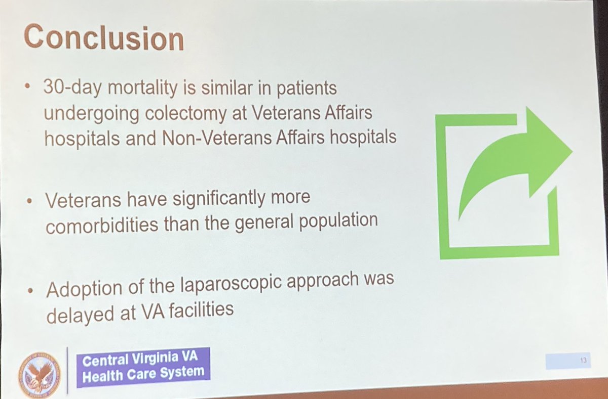 abribriesco43's tweet photo. #AVAS2022 @VAsurgeons
Dr Simmonds from @VCUHealth #CentralVirginiaVAMC
Comparing #NSQIP and #VASQIP for colectomy
@jbmitchem @MardersteinEric https://t.co/Zg94c9WnmP