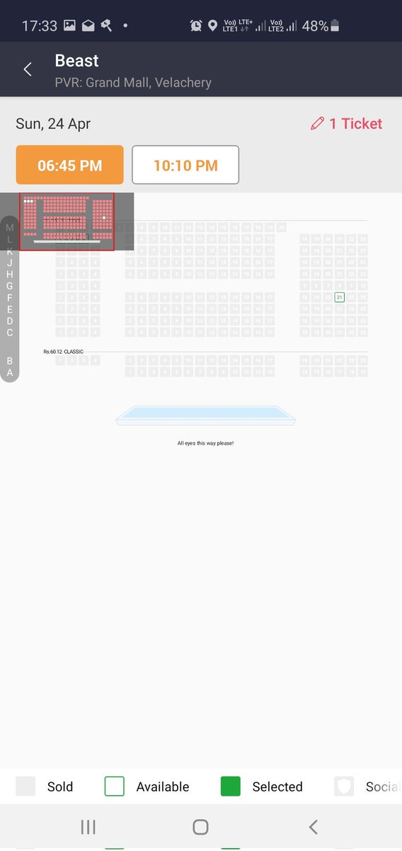 HungryHeartt49's tweet photo. 2 Shows Are Sold Out Already Couldn't SS Those ! 
These Will Go Full Before The Start !

#Beast #BeastBlockbusterHit https://t.co/00khZF169Y