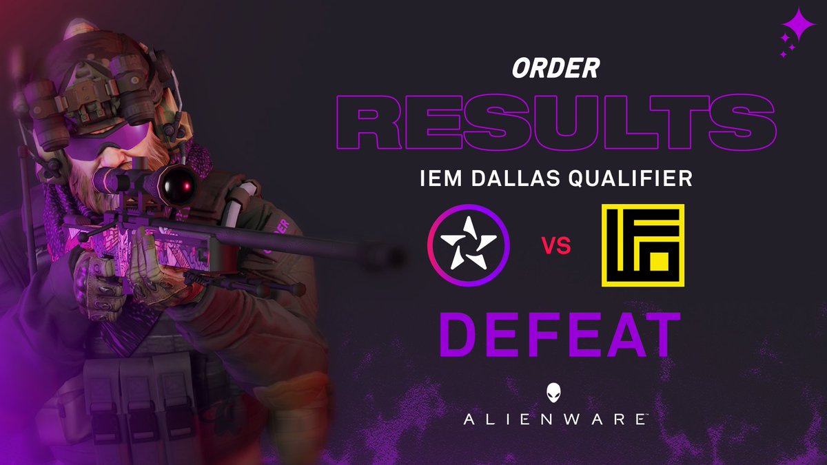 ORDER_army's tweet photo. That's the end of our @IEM Dallas Qualifier journey after a nail biter of a series for #ORDERCS. GGWP @LFOcsgo, much deserved 💜

#MakeMagic💫 @AlienwareOz https://t.co/M6TZL3JAZB