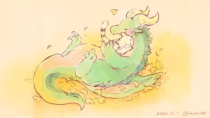 ふかふか
#ドラゴンの日 
 #ドラゴンの卵を拾った野良猫シリーズ 