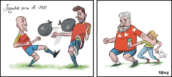 SieteSofi's tweet photo. Hoy se da demorado un poquillo el semanal resumen de #humor de #prensa
Un poco de #futbol para empezar: @JaviSaladoo, @donTomasSerrano y @PUEBLAdibujante x 2
➕👉https://t.co/0IyZzVzSPm
#cartoon #cartoons #DessinDePresse #PiqueGate #Rubiales https://t.co/Y8AinZPquY