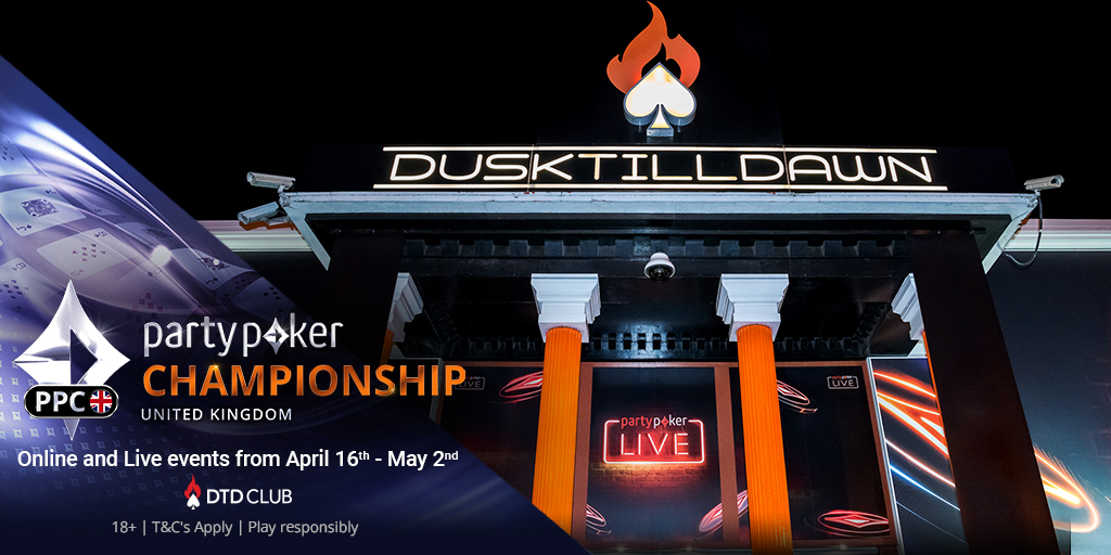 partypoker's tweet photo. The £500,000 guaranteed #PPCUK Main Event Online Day 1 is tonight at 8:05pm BST on @partypoker! It's £550 to buy-in but you still have time to qualify into the 20 seat guaranteed satellite at 6pm BST from just £2.20. https://t.co/ooFauJpdfA https://t.co/Z9s9bebfZo