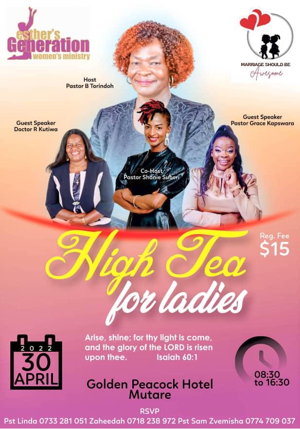 dig_maz's tweet image. On the 30th of April Golden Peacock Hotel hosts a key event of the month dubbed HIGH TEA FOR LADIES.
Secure yo seat nw for only 15usd &amp;amp; get an opportunity to sit with a high power delegation. More details on Flyer
Contact 0733281051/0718238972
#EsthersGeneration #HighTeaForLadies