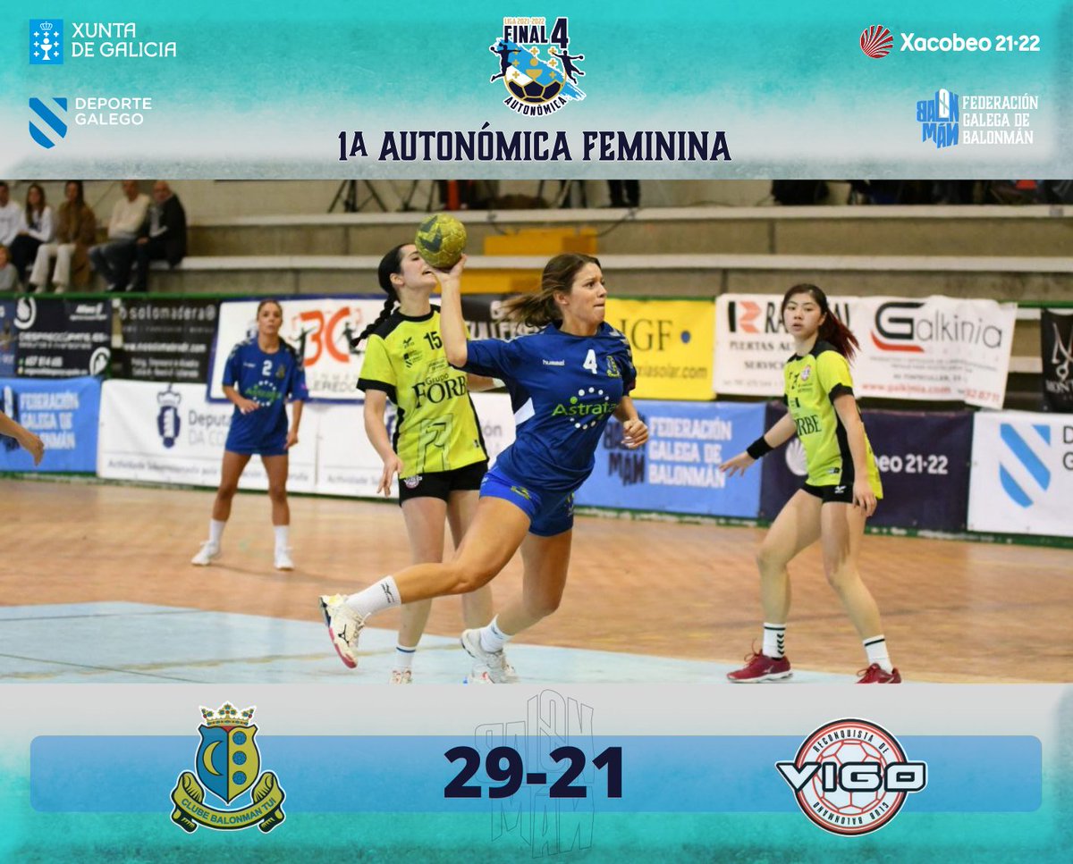 🏆 FINAL FOUR 1 AUTONÓMICA FEMININA
🤾🏻‍♀️ 3°e 4° posto
🕣 Final
🆚 <a href="/BALONMAN_TUI/">BM TUI</a> 29:21 <a href="/bmreconquista/">Club Balonmano Reconquista de Vigo</a> 

#ConSeloGalego
