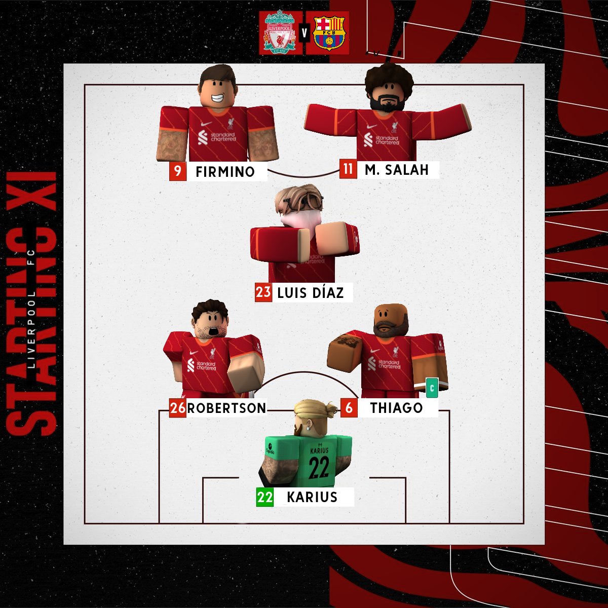 Liverpool_MPS's tweet photo. 🔴 PMF TEAM NEWS 🔴

Our line-up to face FC Barcelona… https://t.co/0TZwul77Lw