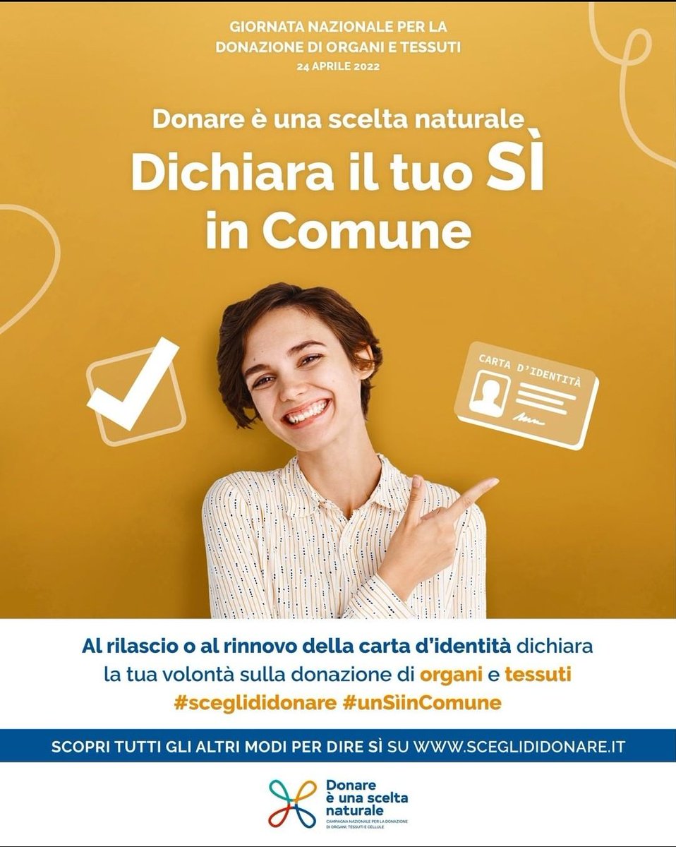 Giornata nazionale per la donazione di organi e tessuti #unSìincomune #sceglididonare @CNTrapianti