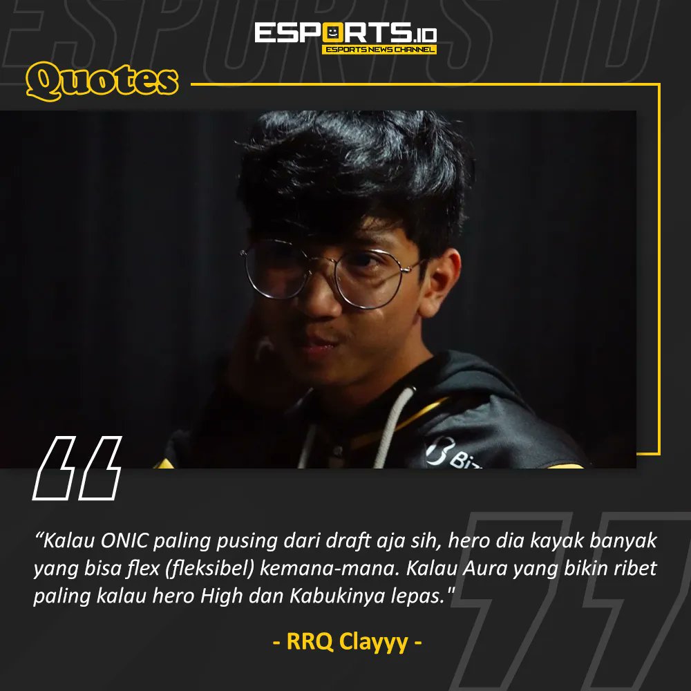 Esports_IDN's tweet photo. Menurut Sobat RRQ Hoshi harus lebih waspada ke ONIC atau Aura nih? 🤔
Sc: Interview EsportsID MPL S9
#EsportsID #EsportsIDQuote #MPLS9 #MobileLegends #mpls9 #rrqhoshi #rrqclayyy #interviewmpl #playoffmpl https://t.co/Ymb3giaeQ9