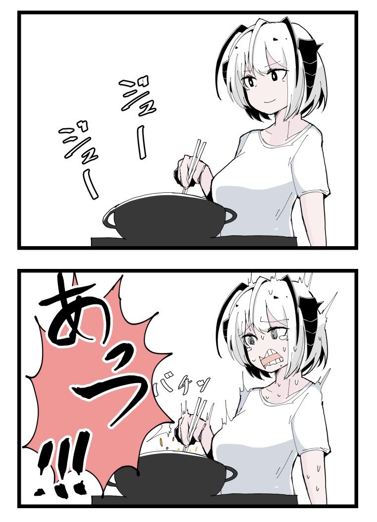 慢心して半袖で揚げ物してたらこれになった 