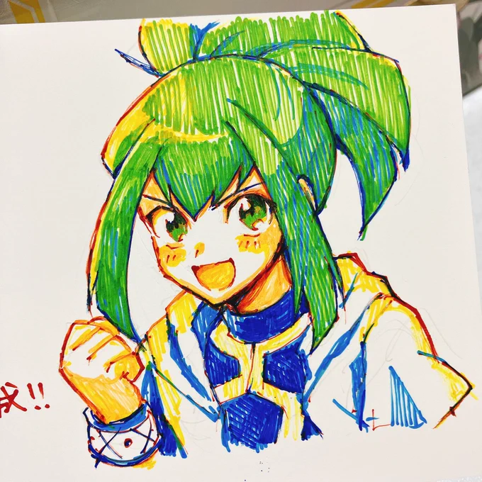 久々に油性ペンで描いた!
ポップ描いてたころの塗り方…🙌 