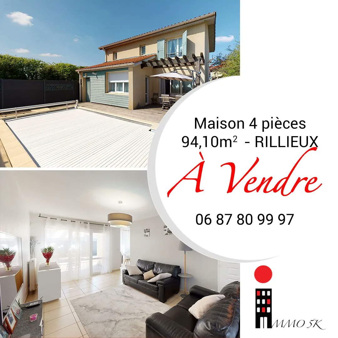 Immo5k's tweet photo. 🏡 #annonceimmobilière 🏡
En EXCLUSIVITE chez Immo5k !
Découvrez cette maison individuelle de 4 pièces - 94m². Sur Vancia commune de Rillieux-La-Pape, un magnifique bien avec piscine !
✨✨ 450 000€ ✨✨
Plus d'infos sur 👇👇
https://t.co/9XHNAf2ecd

#ventemaison #vendre https://t.co/Sjep5y9ZH9