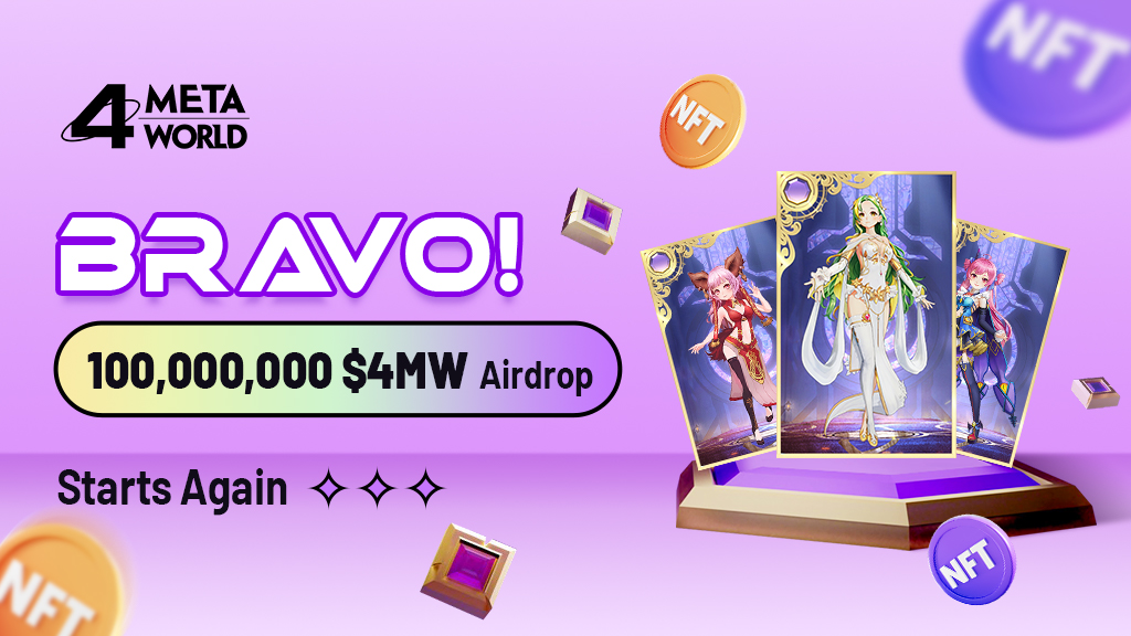 PLAYER DAO | 4Metas (@4metas) on Twitter photo BRAVO! The highly-anticipated airdrop II has begun! #BinanceNFTs #MetaverseNFT #GameFi
We're partnering with <a href="/Element_Market/">Element NFT Marketplace</a> and <a href="/Coinhub_Wallet/">Coinhub Wallet</a> to #giveaway 100,000,000 $4MW and a mass of valuable Meta Fantasy NFTs.
Enter into the Gleam here: gleam.io/56TYU/4-meta-w… BRAVO! The highly-anticipated airdrop II has begun! #BinanceNFTs #MetaverseNFT #GameFi
We're partnering with <a href="/Element_Market/">Element NFT Marketplace</a> and <a href="/Coinhub_Wallet/">Coinhub Wallet</a> to #giveaway 100,000,000 $4MW and a mass of valuable Meta Fantasy NFTs.
Enter into the Gleam here: gleam.io/56TYU/4-meta-w…