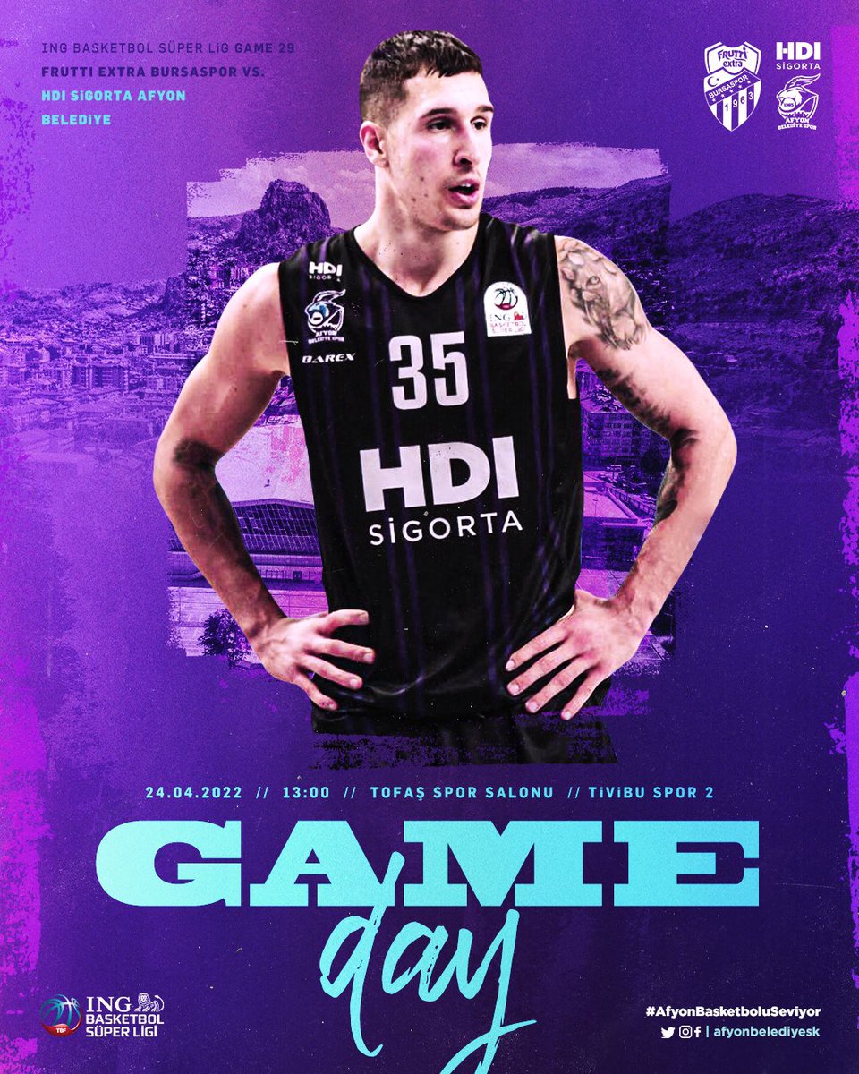 🏀 MAÇ GÜNÜ!⠀
🏆 ING BSL 29. Hafta Maçı⠀
🆚 <a href="/BsBasketbol/">Bursaspor Yörsan</a> ⠀⠀
⏰ 13:00 / Tivibu Spor 2
📍 Tofaş Spor Salonu

#️⃣ #AfyonBasketboluSeviyor