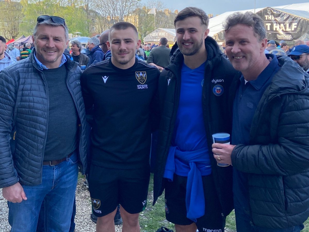 Brilliant day out @BathRugby with @JonSleightholme. Great atmosphere & hospitality. Lovely catching up with friends in the sunshine. Congratulations to @SaintsRugby on the win. A nail biter for both sets of fans right to the end!