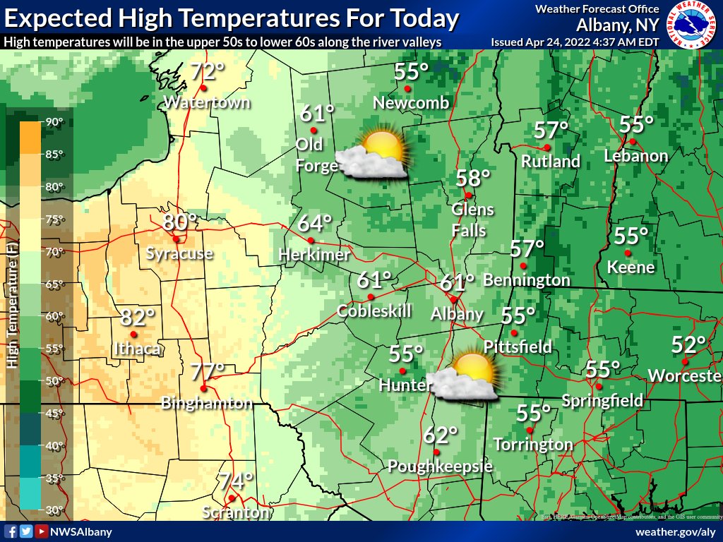 NWS Albany on Twitter "High temperatures will once again be near