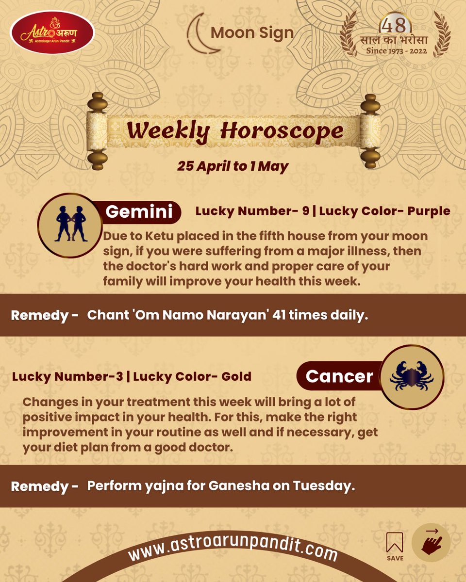 astroarunpandit's tweet photo. This Week’s Predictions, Swipe To know more In ENGLISH
25th April - 1st May 2022
आशा करते है यह सप्ताह आप के लिये शुभ हो ।
#Horoscope #weakly #zodiac #astroarunpandit https://t.co/dnjEdplJou