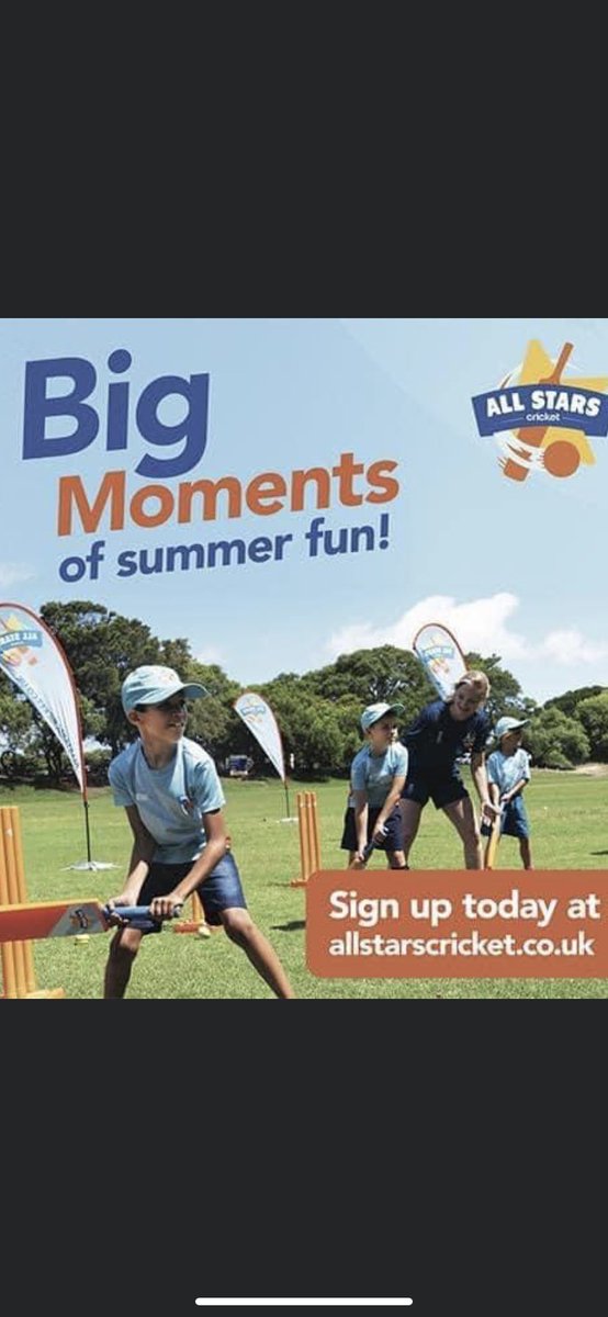 All Stars Cricket and Dynamos Cricket gets started on Pentre Mawr Park from May 6th.

⭐️ All Stars 5-8years - ecb.clubspark.uk/AllStars/BookC…

🏏 Dynamos - 8-11 years - ecb.clubspark.uk/Dynamos/BookCo…

Make your #BigMoments with Abergele Cricket Club this summer! 

Please share 💙 

#WeAreACC