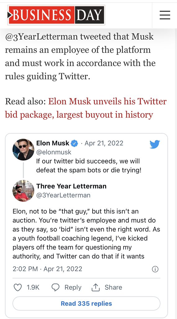 3YearLetterman's tweet photo. Good Morning. I have been quoted by Business Day: https://t.co/s3h63LUa4y
