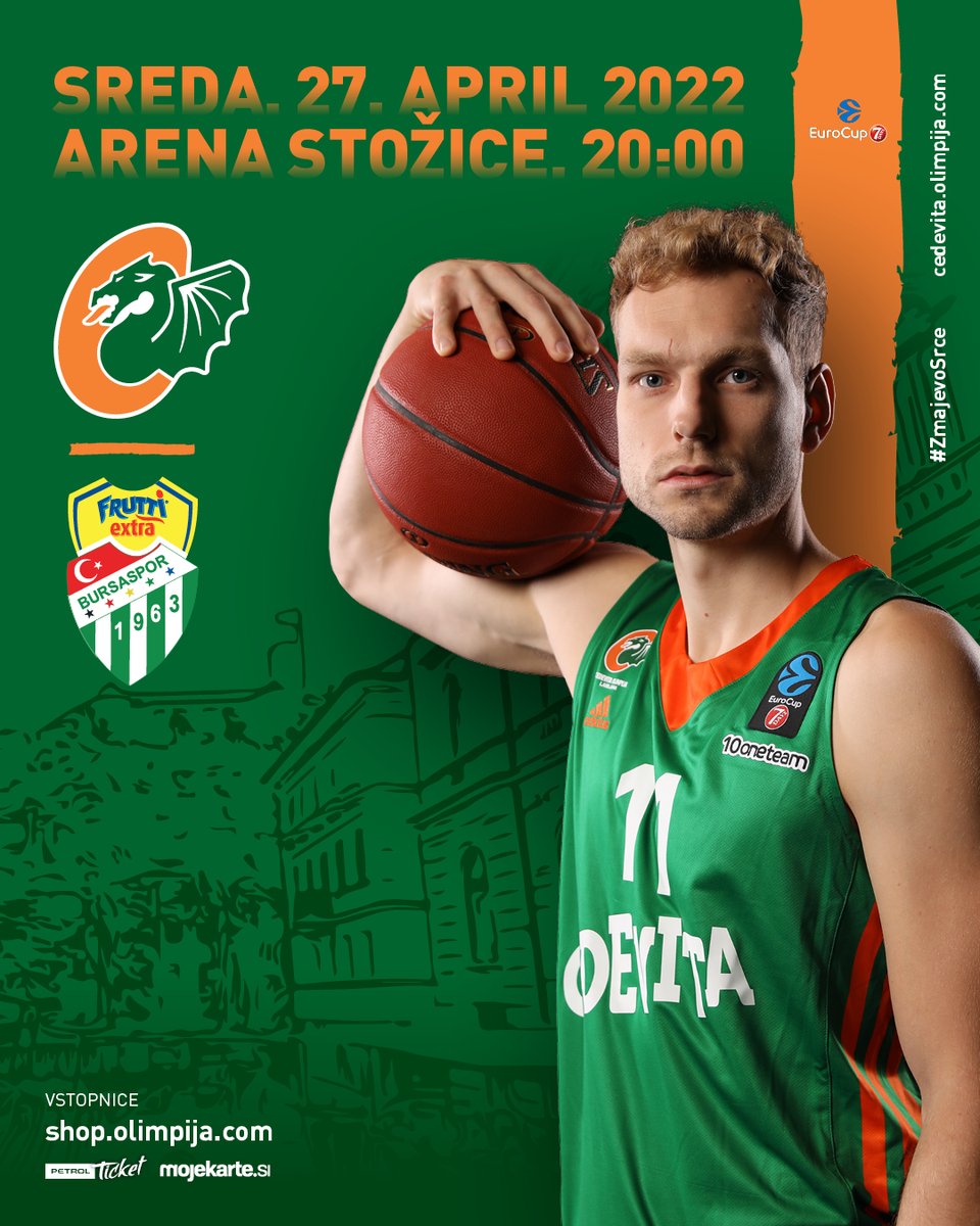 KKCedOL's tweet image. Do četrtfinala @EuroCup z @BsBasketbol v Stožicah je le še nekaj dni!

Vstopnice za ogled obračuna so še na voljo:
 ➡ na shop.olimpija.com.
 ➡ na petrol-ticket.si.
 ➡ na @MojekarteSI.

VSI V STOŽICE!

#ZmajevoSrce
