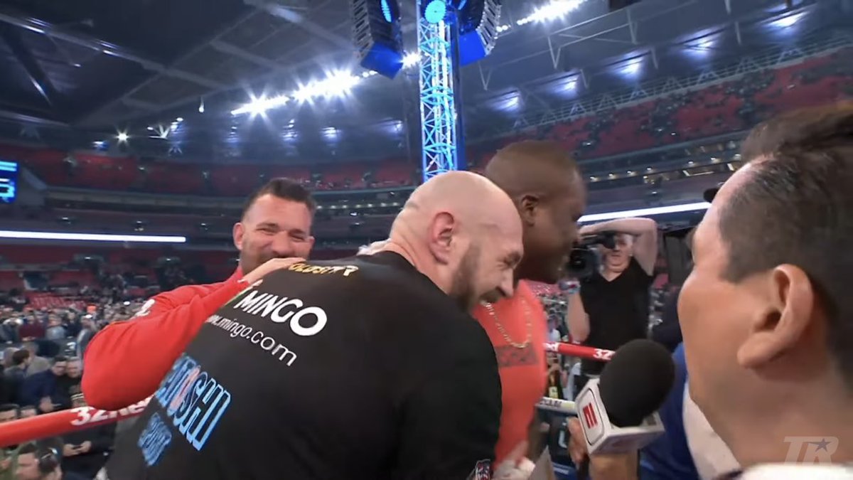 Tyson Fury baffled Francis Ngannou in their joint interview by asking him: “Have you got a big corey?”