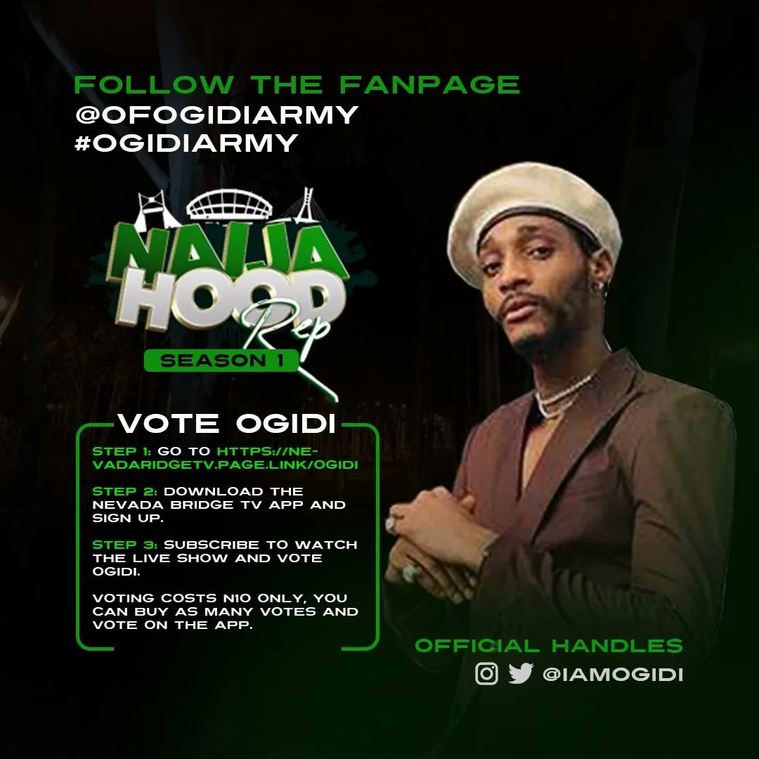 iamogidi's tweet photo. For every vote, every share, every stan for me, I am super grateful. Thank you for going all out for me and using your time, data and money to vote for me. βπͺπ
We still have few hours to go, a single vote can tip the scale. Please don't stop voting.
#naijahoodrep #042 #Ogidi https://t.co/rBp3bo0z00