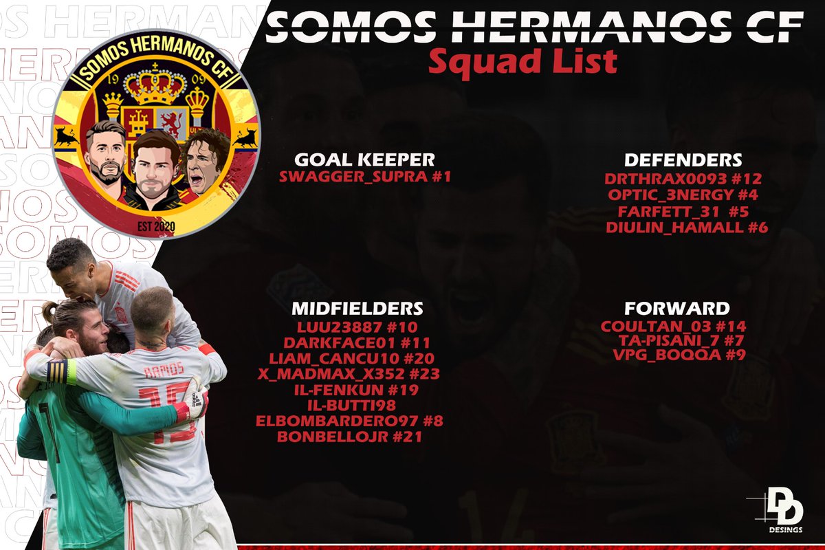 Hermanos_Somos's tweet photo. ‼️Time's Up‼️

We present to you our finalised squad! 

Kicking off this Monday, we will be competing in VPG England L4 &amp;  Conference L in VPG Europe 🏆

Looking forward to a successful season! 🤩

Vamos Hermanos! ❤✊

@VPGEurope / @OfficialVPG https://t.co/8By0T7CTd6