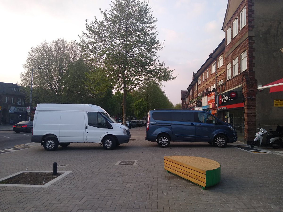 bchalmers's tweet photo. @harrow_council @HarrowLabour @MPSRaynersLane the new pedestrian area in Rayners lane has become a joke and worse then before as people now just treat it as a free parking space, can you do something about this, it's everyday. https://t.co/2HGpnf9bSx