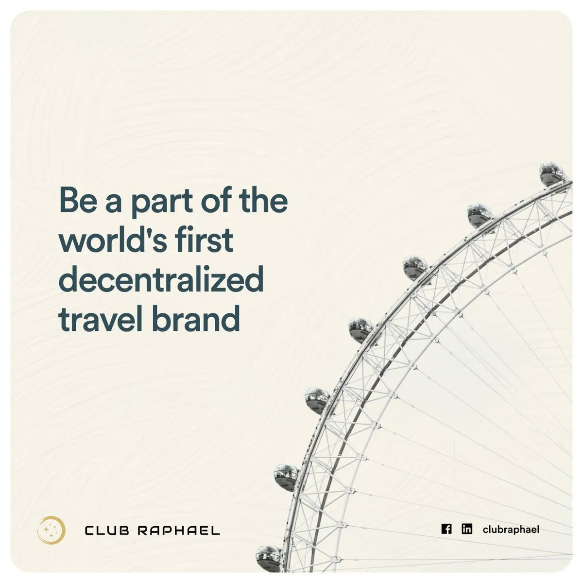 ClubRaphael is a decentralized leisure travel brand that will manage and operate properties across the world.
Inviting all travelers and innovators to join us and redefine the norms!

#travel #travelnews #Blockchain #blockchaintechnology #Web3 #Crypto #cryptocurrecy #NFT