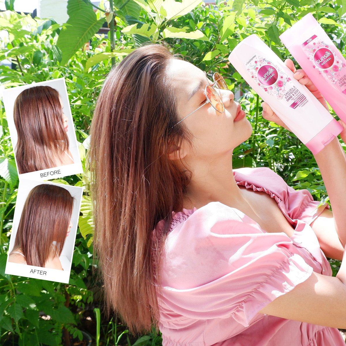 ploy_thatsani's tweet photo. หน้าร้อนนี้แดดแรงสู้ชีวิต แต่Sunsilk Natural Sakura &amp; Raspberry สู้กลับ...ช่วยปกป้องผมจากรังสี UV ผมเงางามนุ่มลื่น จัดทรงง่าย ถ่ายรูปท่าไหนก็ปั๊วะปัง สวยสับท้าแดดหมดห่วงเรื่องผมเสีย ☀️🌡🌸💗 
#ผมสวยท้าแดดกับไบร์ทวิน
#SunsilkNaturalXBrightWin https://t.co/0PWyoPEuG3