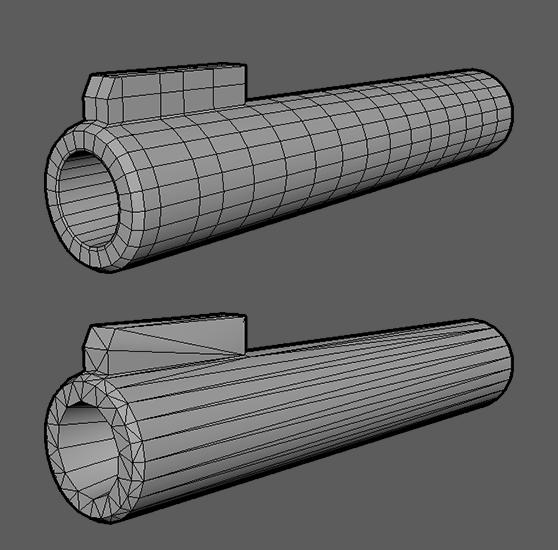 Here is another sin I see all the time- divisions along a gun barrel. Unless a character is gonna bend this, or it is going to become comically flaccid- you don't need them.