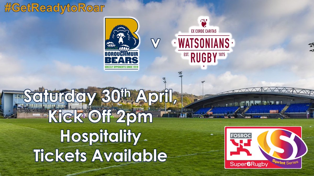 MuirBears's tweet image. Lunch and Rugby...What else do you need on a Saturday afternoon?

We have Hospitality Tickets available for our game on Saturday 30th April 2022, KO 2pm 

Email our Club Manager to book your space  club.manager@boroughmuirsports.co.uk

#GetReadytoRoar #Bears 🤜🐻🏉
@Super6Rugby