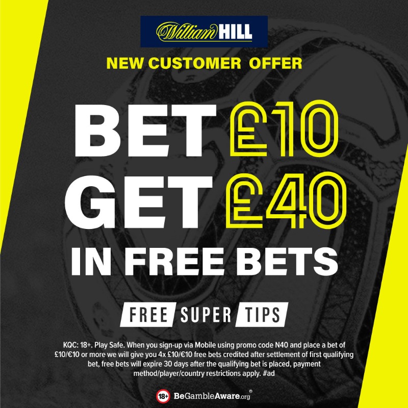 FootySuperTips's tweet photo. ⭐️ William Hill | New customer offer! ⭐️

Bet £10 with William Hill and get £40 in bonuses 👀

Claim here 👇