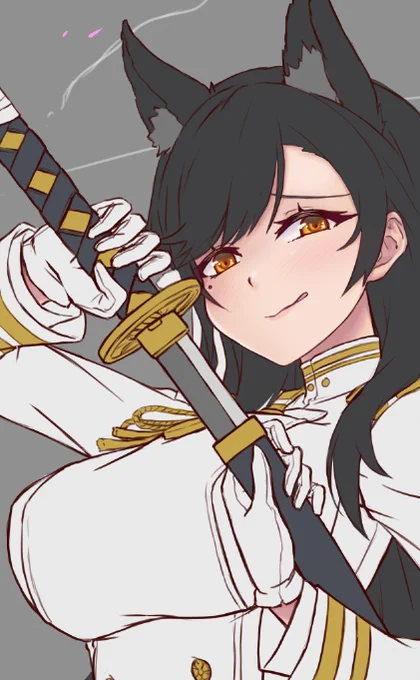 愛宕さんWIP
艤装の線画に時間かかりすぎて全然塗りが進んで無いですねぇ(; ˘ω˘ )
お顔はだいぶよくなったかな…? 
