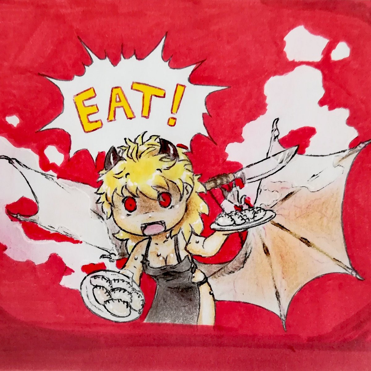 GellenHellen's tweet photo. Eat!! #γγγγγ #dorohedoro #nikaido #devilnikaido https://t.co/Sl34H8wujL