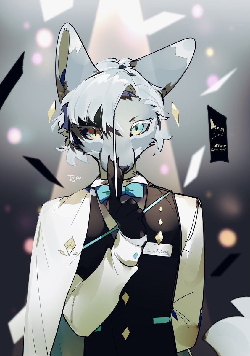 1boy male focus solo animal ears furry bowtie bow  illustration images