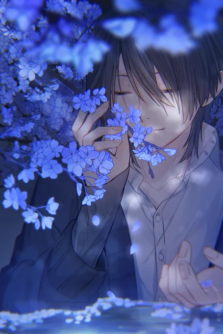 青く染った花たち 