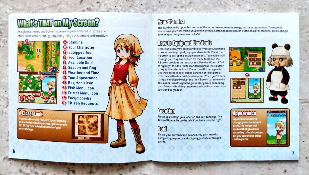 Food4Dogs's tweet photo. 3.
#3DS #HarvestMoon #TwoTowns
At least the full colour manual is charming. 😀
The character models look really nice (although in-game they're simplified).
The game at times looks almost like an RPG Maker game - not bad, just rather simple. https://t.co/JFQcmN8jjT