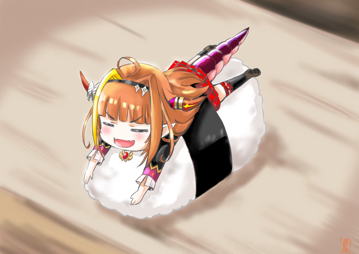 kiryu coco 1girl horns orange hair tail solo dragon tail horn ornament  illustration images