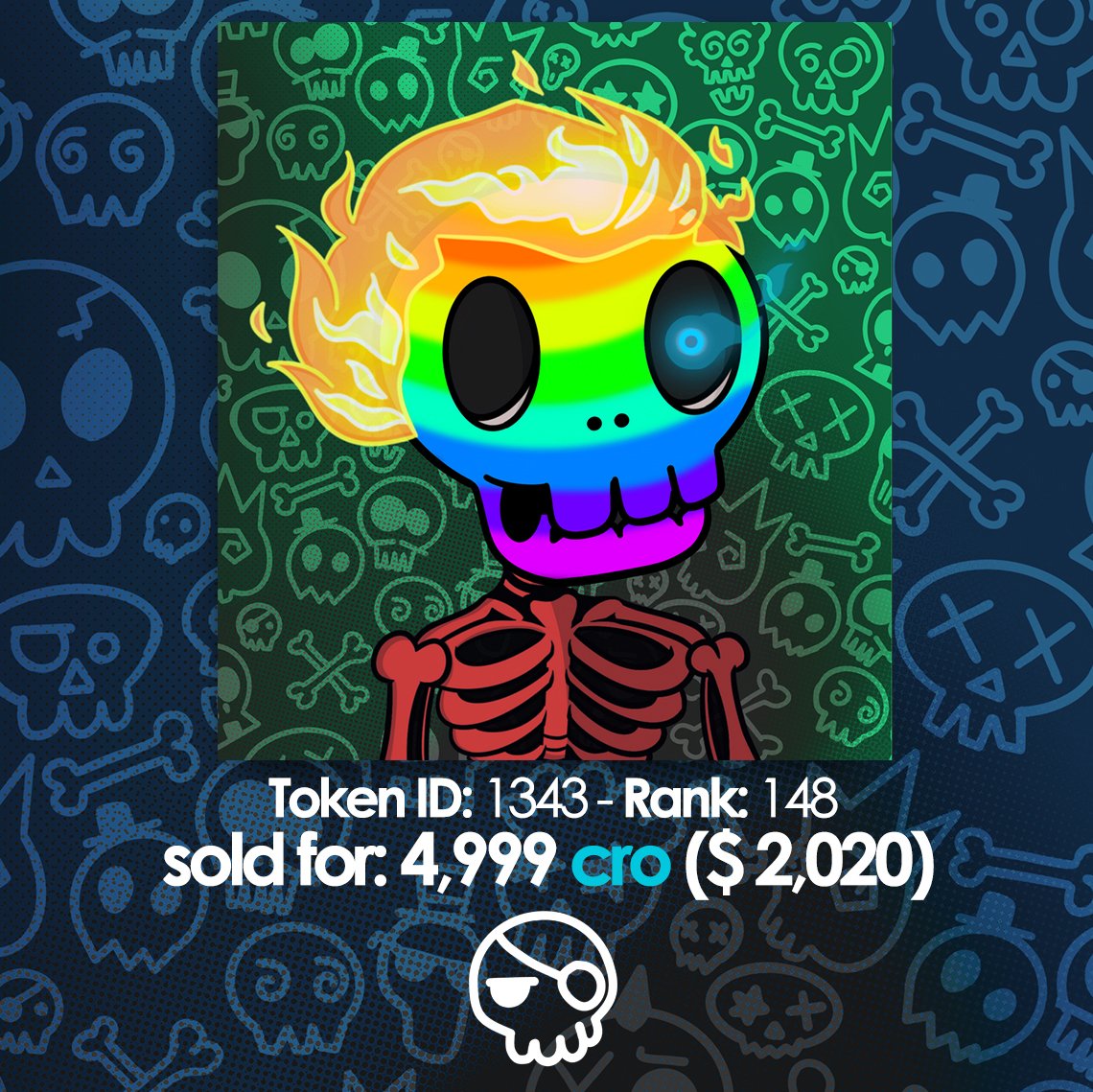 CroskullNFT's tweet photo. SALE OF THE DAY! π₯
Rank #148 sold for 4999 #cro!
#CroSkull #cronosNFT #crofam #cronos #skullvolution https://t.co/zq7vgs6T73