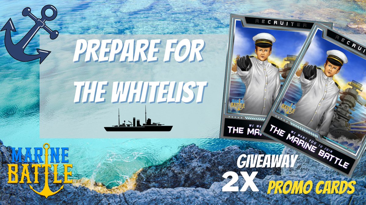 NFTmarinebattle's tweet photo. 🔱 2x PROMO CARDS GIVEAWAY

⚓️ FOLLOW US
⚓️ LIKE&amp;RETWEET

🌊GET READY FOR THE WHITELIST!🌊

#NFTs #NFTGiveaway #WAXP #playtoearn #P2E #NFTGame #cryptocurrency https://t.co/znNgm2ujyI