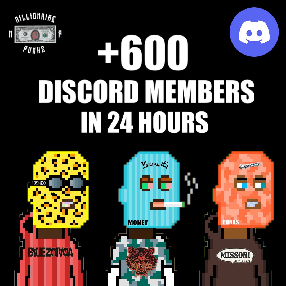 We are already 600 in discord!! Thank you all very much.🔥🔥 

Join our discord server to find out all the news of our collection.💶🚀 

Are you ready for the first drop?? It will be done on Thursday, April 28.💯📈 

Discord link:discord.com/invite/Phy4CMa…

#NFTs #NFT #NFTdrop