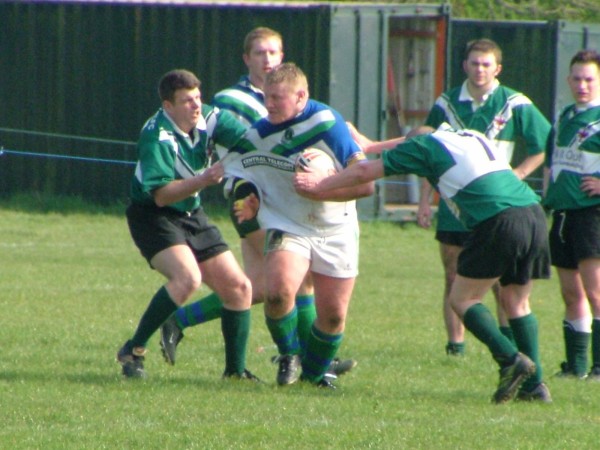 A photo of Derby City RLFC (now <a href="/DerbyElksRL/">Derby Elks RLFC</a>) vs <a href="/outlawsRL/">Nottingham Outlaws RL</a> on this day 24/04/2005 so 17 years ago! Me far left trying to, and probably missing, a tackle! Also a lot younger, slimmer and fitter! #RugbyLeague