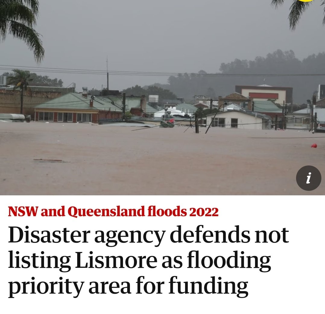 'Lismore had to save itself' @60mins
This was a #failure of Federal government risk management.Lismore, one of the most flood-prone areas in Australia, yet was not classed as a priority area
Where is #scomos  #ClimateAction plan in a  #climatecrisis  #lismorefloods #VoteThemOut
