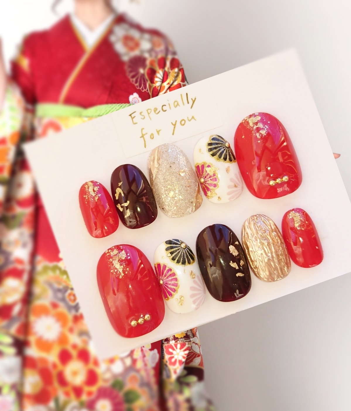 Jam Nail 振袖や前撮りに 赤とボルドーとゴールドの和柄のネイルチップ販売中 T Co Nmsc5ziafq プレ花嫁 袴 振袖ネイル 色打掛ネイル 白無垢 成人式 振袖 後撮り 卒業式 前撮り 桜 T Co 4gtjq62s30 Twitter