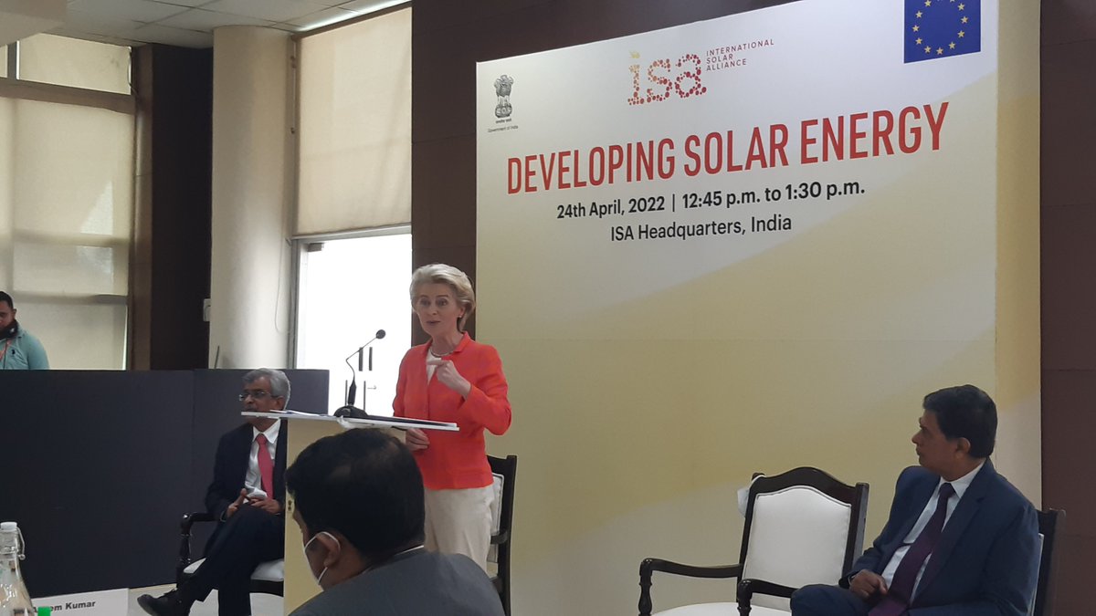 pmalbranche's tweet image. Happy to hear @vonderleyen saying “India and EU, the two largest democracies worldwide, have a huge responsibility to succeed with regard to climate change, …  to get rid of our fossil fuel dependency… and #SolarEnergy has a decisive role in achieving that. 
#SolarIsOurSolution
