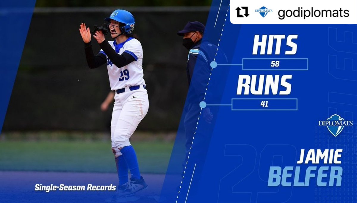 JAMIE BELFER 👏🏼👏🏼👏🏼
・・・
Congratulations to Jamie Belfer for breaking F&amp;M's single-season records for both hits and runs during the team's doubleheader at Haverford this afternoon.

#Repost <a href="/GoDiplomats/">GoDiplomats.com</a>