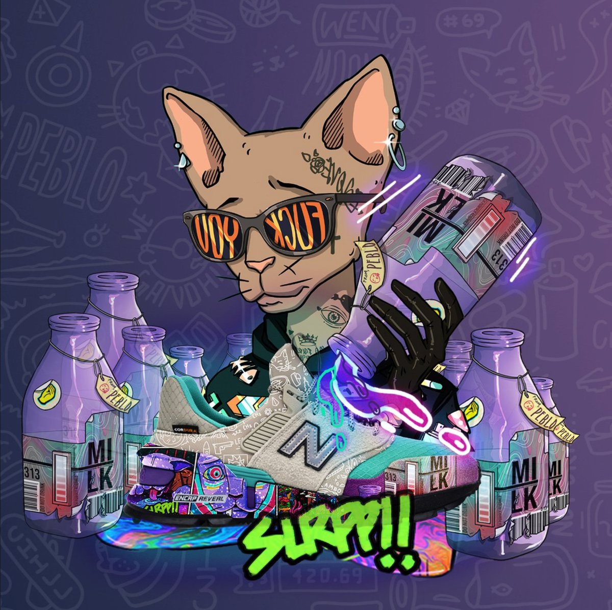 irmtjk's tweet photo. This artwork is sick ! @CetsOnCreck community has a lot of talented people!  Wen collab with @newbalance ??? https://t.co/83Kb3eqweV