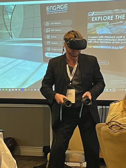 JamesEmleyITF's tweet photo. An outstanding day of high-tech pedagogy and all things Metaverse #LEETS22 . I had the pleasure presenting w/ @Marfran45 about "Embodiment and Education in the Metaverse." We had fun exploring telepresence w/ #EngageVR and #EqualReality VR apps. @ITI_LAUSD @LASchools @LAUSDSup. https://t.co/BnazApD74g