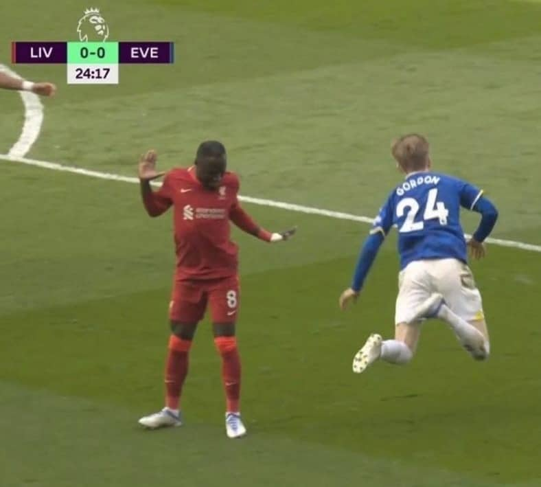 Keita doing the Sturridge dance while Gordon dives.