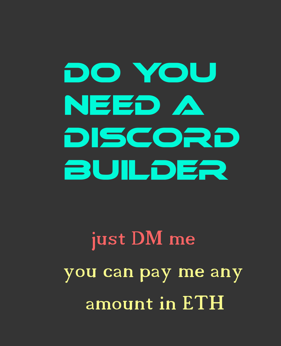 #NFT #NFTCommunity #NFTGiveaway #NFTdrop #NFTartist #NFTProject #nftcollectors #NFTGame #Web3 #Whitelist #webdevelopment #web3community #NFTartist #NFTs

hey guys I am Santozi a discord builder