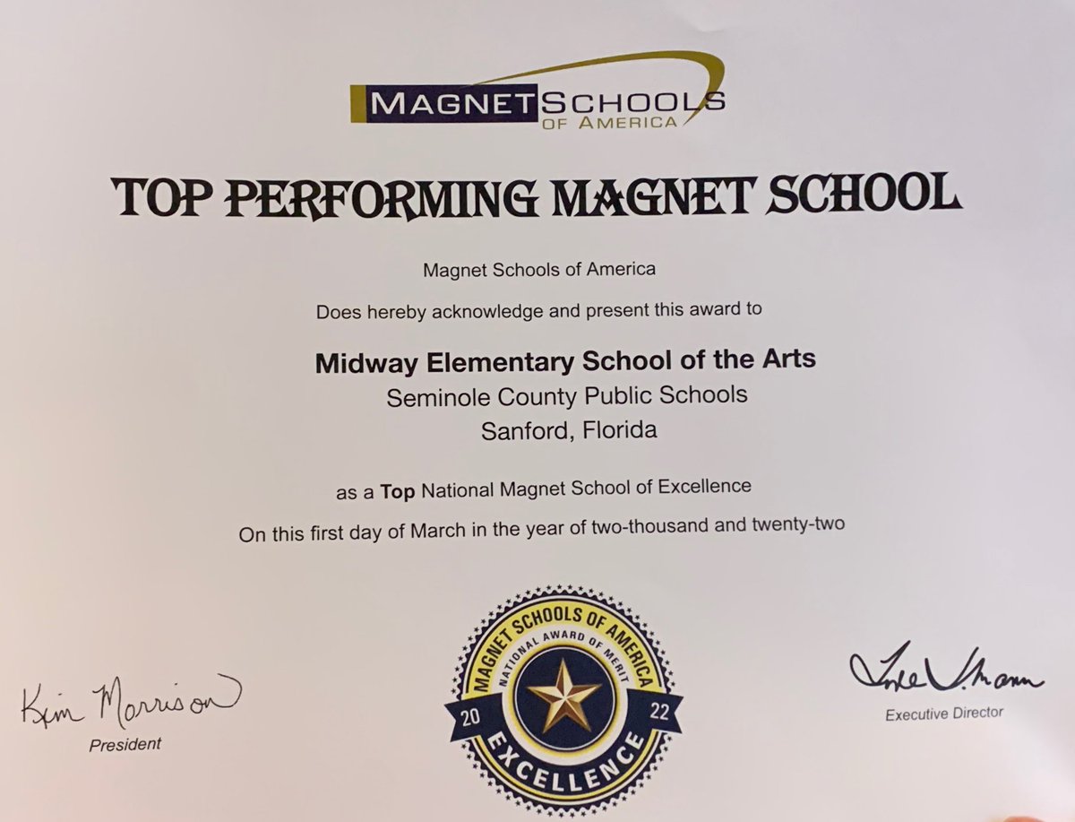 We were officially declared a #SchoolOfExcellence as well as a #TopMagnetSchoolOfExcellence in the nation this past week in #LasVegas!  Thank you <a href="/MagnetSchlsMSA/">Magnet Schools of America</a> for  recognizing the impact we have on student achievement. Way to go <a href="/midwayscps/">Midway Elementary School of the Arts</a> for integrating <a href="/artfullearning/">Artful Learning</a>!